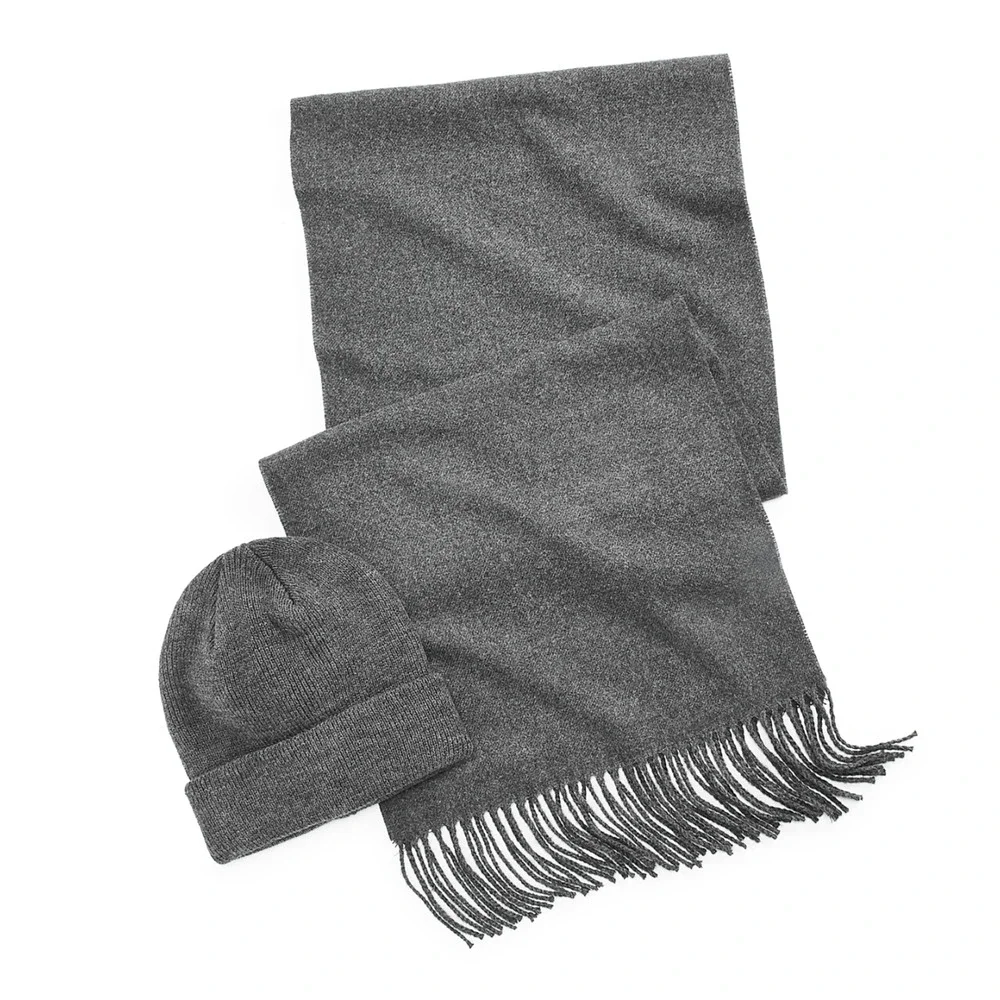 Club Room Men Beanie & Scarf Set Charcoal Heather One Size